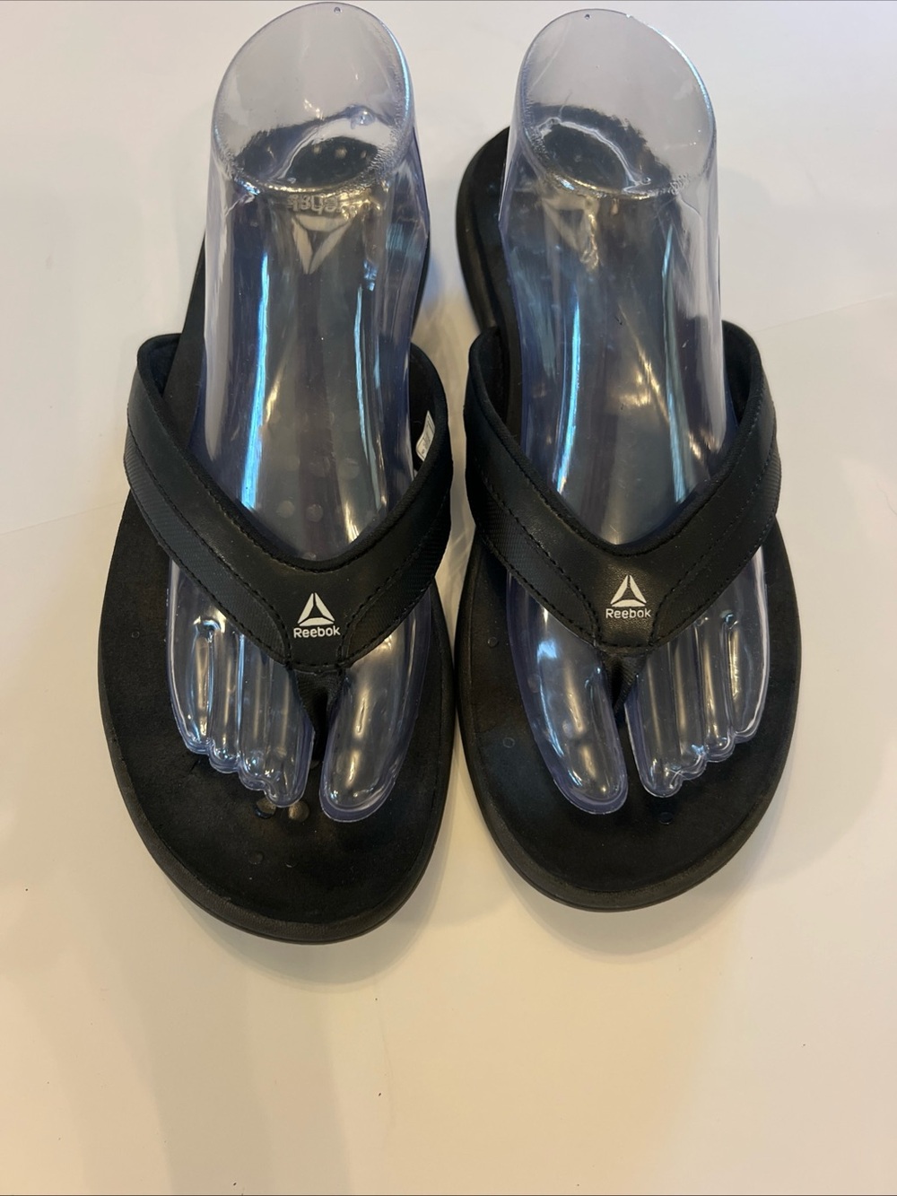 Reebok Black Thong Flip Flop Sandals with Logo